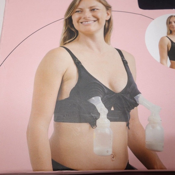 NEW Simple Wishes All-in-One SuperMom Nursing & Pumping Bra Black Women's Medium - Picture 4 of 10